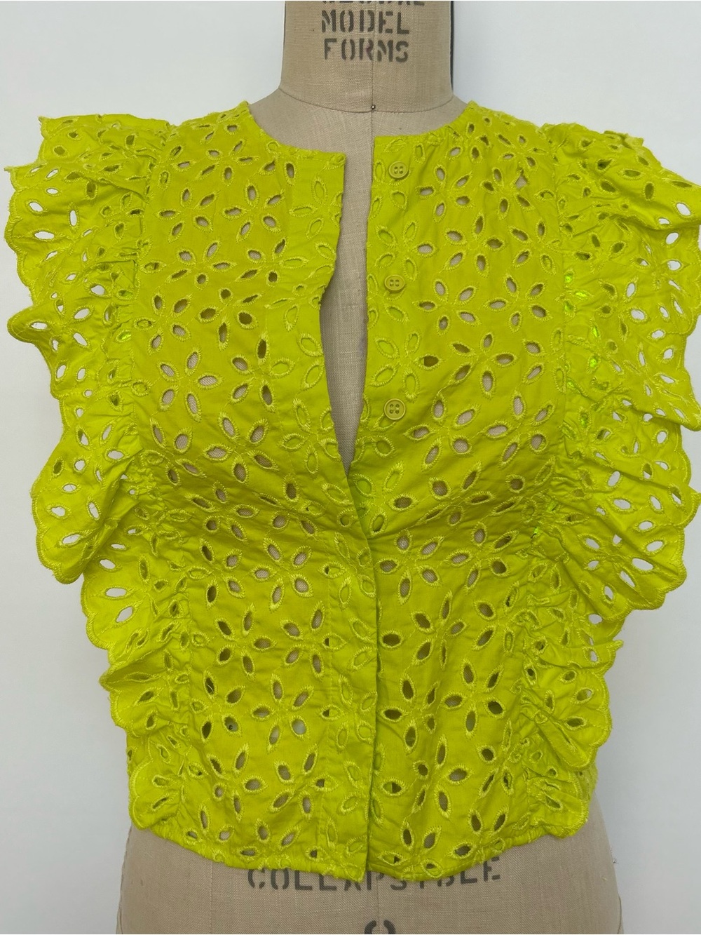 Essentiel Antwerp yellow eyelet top Size 4 #fashion